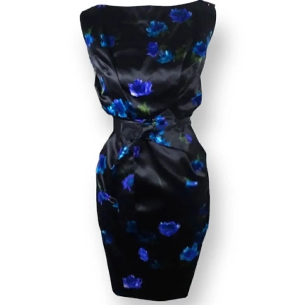 MATSUKO BLACK AND BLUE FLORAL DRESS SET SZ.0-2 EUC